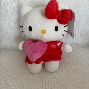 Hello Kitty Plush with Red Bow and Pink Heart 8”